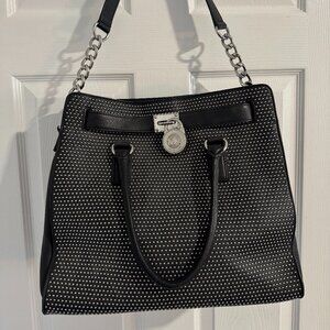 Michael Kors Silver Studded Hamilton Shoulder Bag
